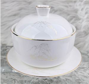 Service de Table en Céramique Élégant avec Incrustations Dorées et Motifs Scéniques, Nouveau Style Chinois, Kit de Tasses, Résistant au Lave-Vaisselle, Durable, Pour Plus de 10 Utilisateurs - Product Image 2