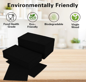 Салфетки бумажные для ресторанов, черные, 40*40 см, 55 г/м², из первичной древесной целлюлозы, экологичные, толстые, 1-слойные, с индивидуальным логотипом, предварительно сложенные, в пакете - Product Image 5