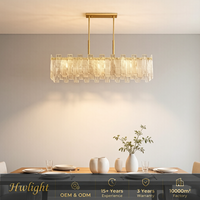Lustre moderne de luxe en verre 8993, blocs géométriques linéaires dorés, luminaire suspendu rectangulaire contemporain pour salle à manger et salon