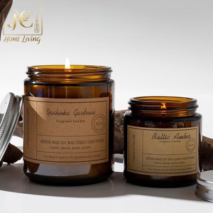 Bougie parfumée en cire de soja dans un bocal brun avec huiles essentielles Texture crémeuse sans fumée Idée cadeau de parfum de maison de luxe pour les barres Diwali - Product Image 6
