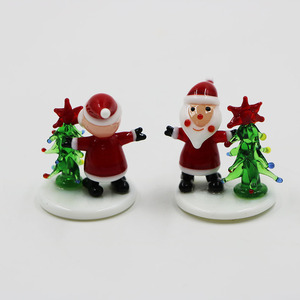 Colorful Custom Glass Santa Claus Globe <b>Father</b> <b>Christmas</b> Statue <b>Christmas</b> Tree with Base for Home Interior <b>Decor</b> - Product Image 2