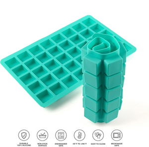 Khuôn làm bánh silicon cấp thực phẩm, an toàn khi nướng và đông lạnh, 3x3x1.5 cm, 40 ngăn hình vuông, màu xanh lá, làm kẹo fondant, khuôn sô cô la 3cm - Product Image 3