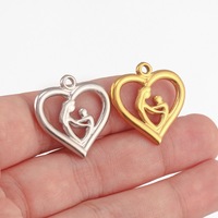 Pendentif en acier inoxydable pour bijoux de bébé, empreinte de cœur, Fête des Mères, maman et fils, accessoires DIY