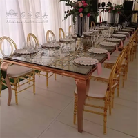 Tables de salle à manger de mariage en acier inoxydable or/argent de meubles d'événements de partie d'hôtel de prix usine bon marché