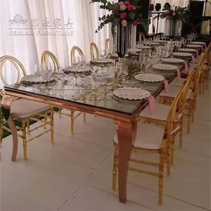 Giá rẻ nhà máy giá khách sạn bên sự kiện đồ nội thất vàng/bạc Thép không gỉ đám cưới bàn ăn - Product Image 3