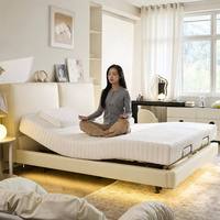 Modernes Schwebendes Bettgestell |   Elektrisch Verstellbares Zero-Gravity-Plattformbett |   Premium Lederbezogenes King-Queen-Bett Geräuscharm
