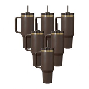 Custom LogoBulk Bpa Free Dark Brown Gold Plated 30Oz Laser Engrave Tumblers Water Bottle 40Oz Tumbler With Lid and Straw - Product Image 2
