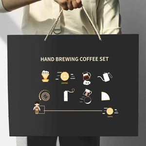 HonGe nero all'ingrosso Logo personalizzato Premium cartone carta <span class=keywords><strong>regalo</strong></span> <span class=keywords><strong>casa</strong></span> tenere macchina da caffè manuale scatola di imballaggio Set - Product Image 2
