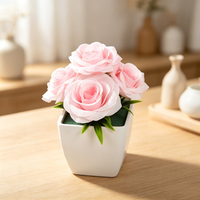 Fournisseur Professionnel de Mini-Bonsaïs de Roses Artificielles Réalistes, Plantes en Pot de Fleurs en Soie Personnalisées, Style Nordique, Fait Main, Thanksgiving