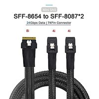 SAS SFF-8654 8i 74pin ke 2 mini-sas SFF-8087 kabel Server Hard Disk 0.5M 1M 12Gbps