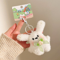 Peluche de dessin animé, pendentif lapin avec blush en poudre, porte-clés et sac tendance, cadeau, adorable accessoire de poupée chiot