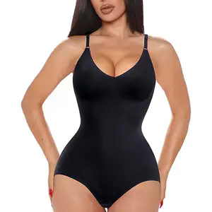 Jumpsuit Pembentuk Badan Wanita, Bodysuit Tanpa Jahitan Kontrol Perut Shapewear Ramping Seluruh Tubuh, Kamisol Leotards, Atasan Jumpsuit