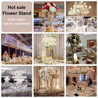Support floral en métal doré et argenté pour centre de table de luxe pour événements de mariage, vente en gros