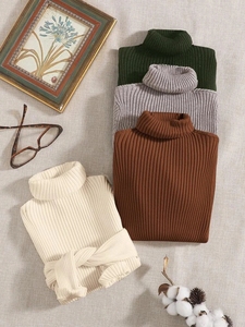 Tinta unita maniche lunghe <span class=keywords><strong>donna</strong></span> <span class=keywords><strong>dolcevita</strong></span> sottile maglieria Cashmere lana <span class=keywords><strong>cotone</strong></span> morbido maglione Pullover lavorato a maglia da <span class=keywords><strong>donna</strong></span> - Product Image 3