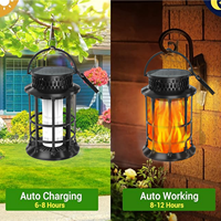 OVO-048 Solar-Palastlaterne Flammen-Amberlicht LED 2 Modi Zum Aufhängen oder Aufstellen IP65 Wasserdicht für Garten- und Terrassendekoration