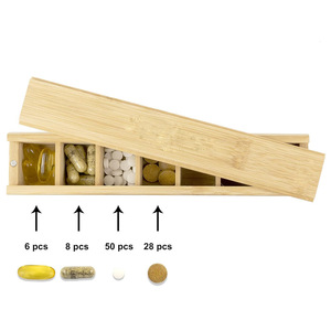 กล่องยาไม้ไผ่ 5 ช่องสำหรับจัดเก็บและจัดระเบียบยา - Product Image 1