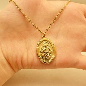 Personnalisable Simple Plaqué Or Saint <span class=keywords><strong>Christophe</strong></span> Protéger US Collier Religieux avec Pendentif Chaîne à Maillons Bijoux en Acier Inoxydable - Product Image 3