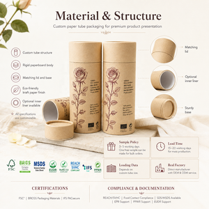 Emballage en tube de papier kraft sur mesure, cylindre en carton biodégradable, boîte ronde pour thé, café, cosmétiques, cadeaux, logo personnalisé - Product Image 2