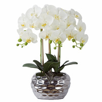 Bunga Phalaenopsis Buatan dalam Pot Kain Sutra Set Bunga Palsu Bonsai Ruang Tamu Teras Hotel Produsen Grosir Cina