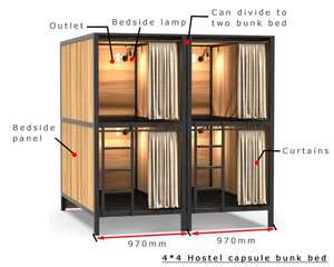 Usine JZD <span class=keywords><strong>Japon</strong></span> <span class=keywords><strong>Capsule</strong></span> Lits d'<span class=keywords><strong>hôtel</strong></span> Lits modulaires à deux étages Lit superposé en métal et acier - Product Image 5