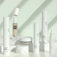 Ensemble d'emballages cosmétiques en verre mat rond pour soins de la peau, flacon de sérum huileux de 300 ml et pot de crème pour le visage