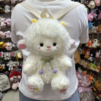 Sac à dos en peluche agneau, sac à bandoulière en peluche animal avec bretelles réglables, sac en peluche mignon pour enfants et filles garçons