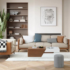 लक्जरी आधुनिक चेस्टरफील्ड सेशनल सोफे लिविंग रूम या होटल फर्नीचर के लिए परिवर्तनीय सुविधा के साथ वास्तविक चमड़े के सोफे - Product Image 3