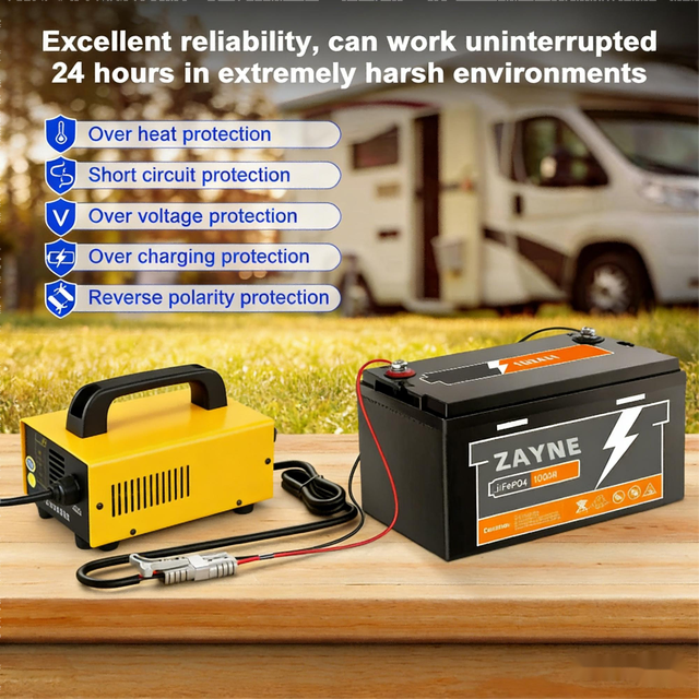 2KW IP67 Waterproof CAN DC Li-ion Portable Fast E-rickshaw Battery Charger OTP Protection Adjustable Voltage Forklift Motorcycle