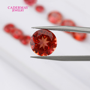 Cadermay Padparadscha Orange Red Round Lab Created Corundum Gemstone For Jewelry Making - Product Image 1