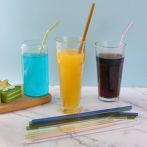 Pailles en verre borosilicate réutilisables écologiques, transparentes, colorées, droites et courbées, pour canettes en verre - Product Image 4