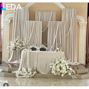 LEDA <b>Backdrop</b> Curtain Drapes Pink Drape Cross Drapes Double Layer Wedding Wall <b>Backdrop</b> Stage Curtain with <b>Stand</b> Frame - Product Image 2