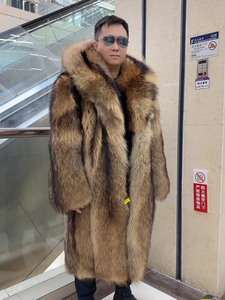 Nuovo Stile Invernale <span class=keywords><strong>Cappotto</strong></span> in Pelliccia di Procione da <span class=keywords><strong>Uomo</strong></span> Lungo con Risvolto Ispessito Caldo Business Casual Antivento e Resistente al Freddo - Product Image 5