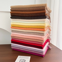 Écharpe en cachemire couleur unie pour femme, châle d'hiver à franges, grand châle chaud pour couple, cache-cou personnalisé avec logo