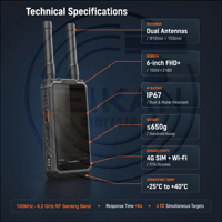 Monitor Portátil de Detección de Drones con Alcance de 3KM, Sensor RF Pasivo de 100MHz-6.2GHz, Seguimiento Multiobjetivo en Tiempo Real, IP67, Android