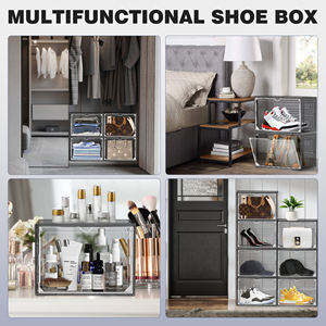 DAYOOH Lot de 10 boîtes à chaussures noires épaisses, organisateur de chaussures robuste amélioré, empilable, avec porte latérale rabattable - Product Image 5