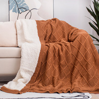 Câble tricot jeter noël réversible chaud confortable pull acrylique tricoté couverture pour lit canapé toutes saisons utiliser avec doublure Sherpa