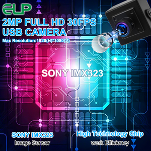 กล้อง USB ที่มีแสงน้อย Elp พร้อมไมโครโฟน H.264 1080P H.264ฟิชอายมุมกว้าง IMX323 UVC Wecam พร้อมกล่องโลหะขนาดเล็กสำหรับการมองเห็นแบบฝังตัว - Product Image 2