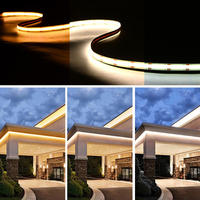 Lampu Strip LED COB CCT Putih yang Dapat Disesuaikan 640LED/m 24V Dua Warna 1800K-6500K Fleksibel Tanpa Titik Dapat Diredupkan hingga Hangat untuk Penerangan Rumah