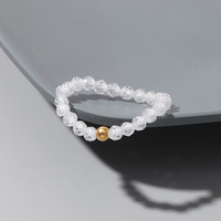 3MM Geschliffener Kristallperlen-Ring mit Elastischem Band, Modeschmuck für Damen, Diamantschliff, Naturstein-Ring Geschenk