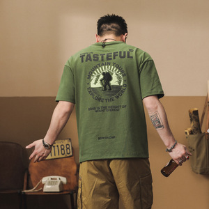 T-shirt à manches courtes 280g pour homme, OEM ODM, nouvelle collection été 2026, en pur coton, tendance, marque, sous-vêtement <span class=keywords><strong>de</strong></span> base - Product Image 2