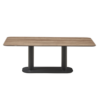Table basse d'extérieur moderne en aluminium ovale avec plateau HPL