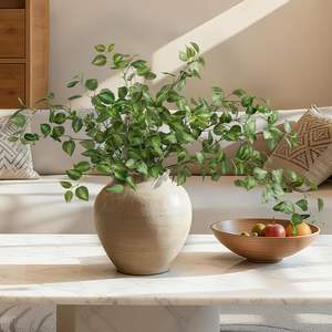 Vente en gros de feuilles d'eucalyptus artificielles, branche de feuilles en plastique pour la décoration de mariage, de la maison, de la table, fleurs décoratives - Product Image 6