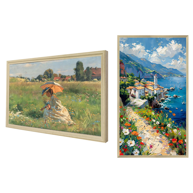 65" Smart Digital Art Frame Matte Screen Wood WiFi NFT Display Wall Mounted LCD Digital Picture Frame for Gallery and Art Decor