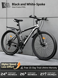 VTT 21 vitesses haute performance avec selle confortable, cadre en acier carbone 24/26 pouces, frein à disque et cadre en acier ordinaire léger - Product Image 1