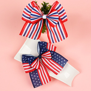 กิ๊บติดผมวันประกาศอิสรภาพอเมริกา ลายพิมพ์ทำมือ โบว์สองชั้น สำหรับเด็กผู้หญิง - Product Image 2