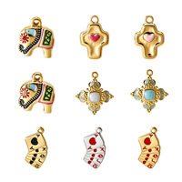 Pendentif porte-bonheur éléphant bohème thaïlandais Manna Indian en émail et acier inoxydable pour bijoux DIY
