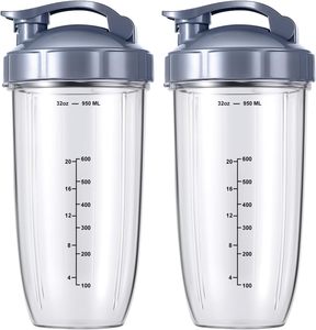 Vasos de Repuesto para Licuadora Nutrbullet, Paquete de 2 Vasos de 32 oz con Tapa Abatible y Juntas de Goma, Compatibles con Licuadoras de 600W y 900W - Product Image 1