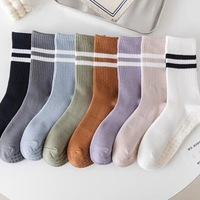 Chaussettes antidérapantes rayées colorées pour femmes, avec grip en silicone, coton côtelé, pour yoga, pilates, danse, vente en gros