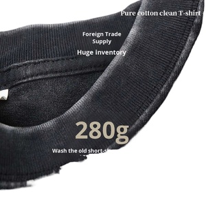 เสื้อยืดผู้ชายทรงหลวม แขนสั้น รุ่น 280G Retro Salted Wash 3D ผ้าเจอร์ซีย์ 100% ผ้าฝ้าย พิมพ์ลายดิจิตอล โลโก้ ไซส์ยุโรป - Product Image 1