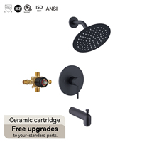 Robinet de salle de bain mural Health UPC avec mitigeur pour baignoire, finition nickel brossé, en laiton, à commande unique, avec douchette pluie ronde